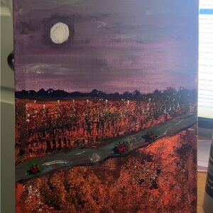Purple and Brown Landscape Canvas Art